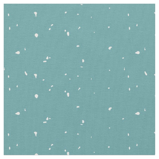 Adorable white snow pattern on the blue background fabric (Close Up)