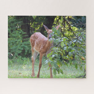 Adorable White Tail Deer Fawn Peeking Jigsaw Puzzle