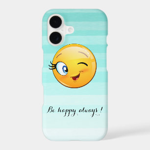 Adorable Winking Emoji Face-Be happy always