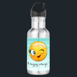 Adorable Winking Emoji Face-Be happy always 532 Ml Water Bottle<br><div class="desc">Adorable winking Emoji face with motivational message.</div>