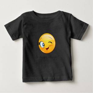 Adorable Winking Emoji Face-Be happy always Baby T-Shirt