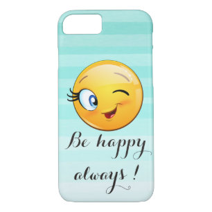 Adorable Winking Emoji Face-Be happy always Case-Mate iPhone Case