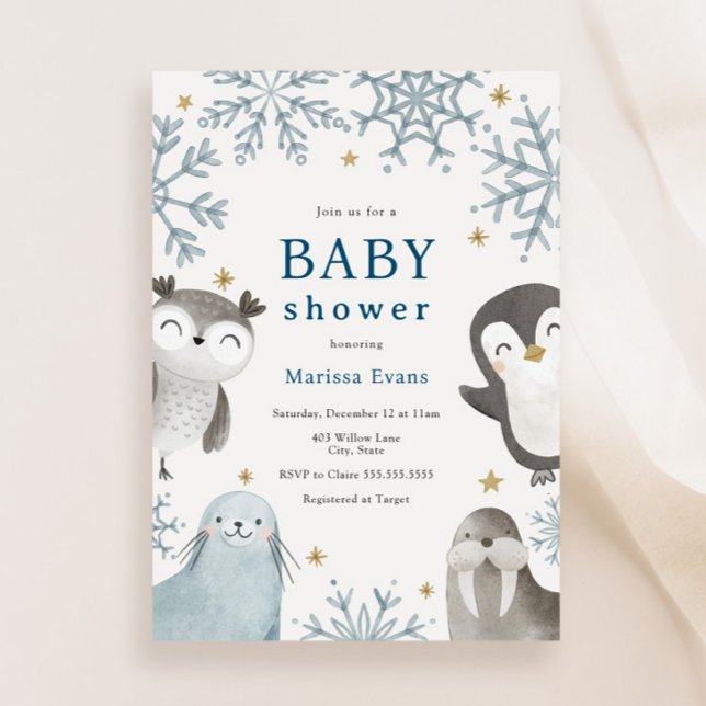 Adorable Winter Animals Baby Shower Invitation  (Creator Uploaded)