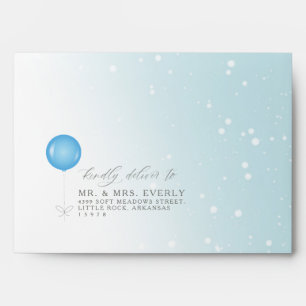 Adorable Winter Baby Blue Balloon Boy Baby Shower Envelope