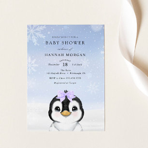 Adorable Winter Penguin Baby Shower invitation
