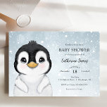 Adorable Winter Penguin Baby Shower invitation<br><div class="desc">Baby Shower invitation featuring an adorable watercolor penguin. Personalise with your information or click "click to customise further" to adjust font type,  size,  colour.</div>
