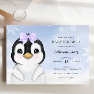Adorable Winter Penguin Baby Shower invitation