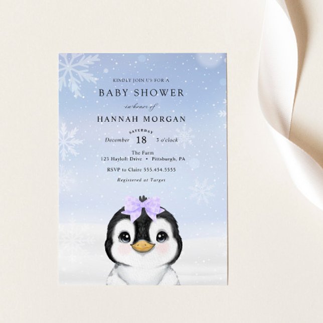 Adorable Winter Penguin Baby Shower invitation (Creator Uploaded)