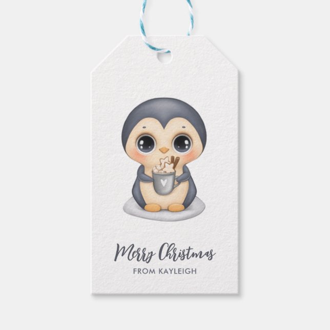 Adorable Winter Penguin Gift Tags (Front)