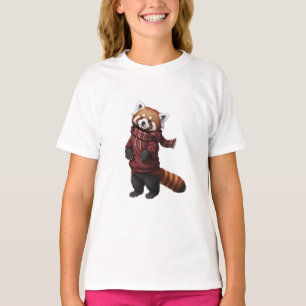 Adorable Winter Red Panda Kids T-Shirt