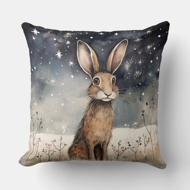 Adorable Winter Snow Rabbit  Cushion (Front)