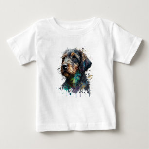 Adorable Wirehaired Dachshund Puppy Watercolor Art Baby T-Shirt
