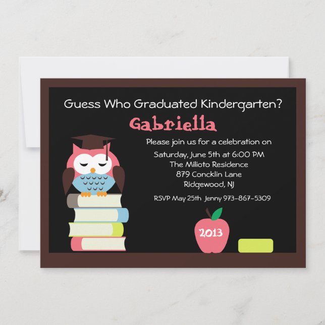 Adorable Wise Owl Kids Graduation Invitation (Front)