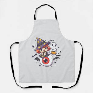 Adorable Witch Hat Kid on Mystical Eye Apron