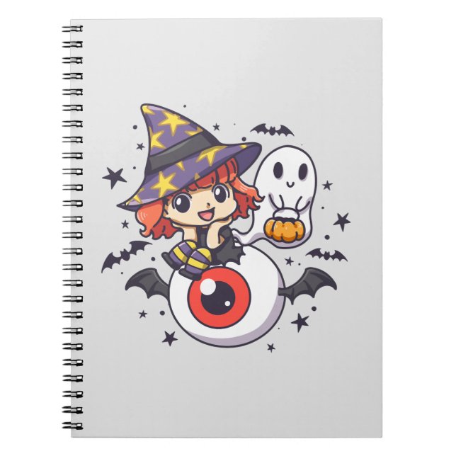 Adorable Witch Hat Kid on Mystical Eye Notebook (Front)