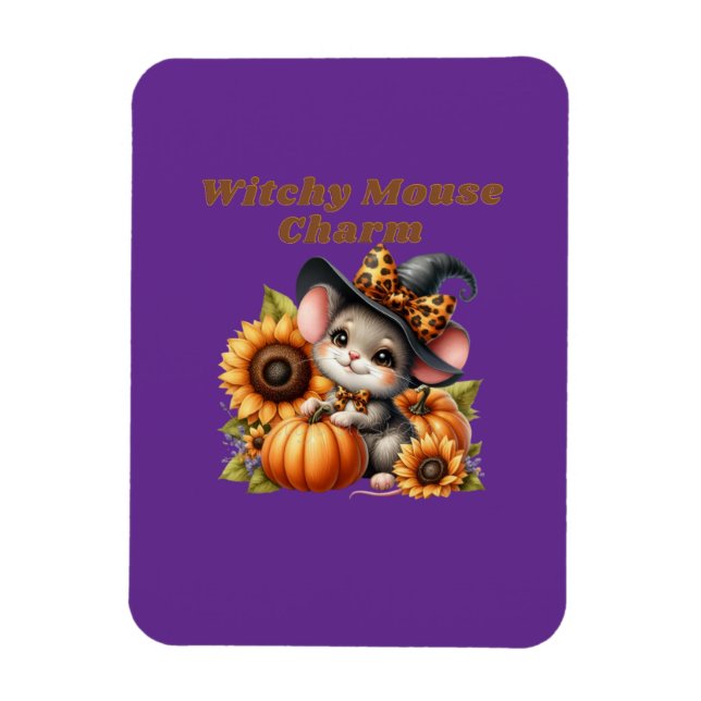 Adorable Witch Mouse Halloween Charm for Festive D Magnet (Vertical)
