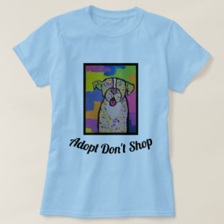 Adorable women's t-shirt with colourful dog print