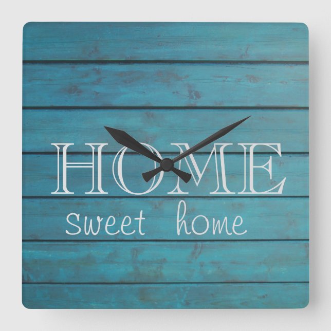Adorable Wood Texture,Home Sweet Home Square Wall Clock (Front)