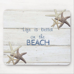 Adorable Wood Texture,Starfish,Beach     Mouse Pad