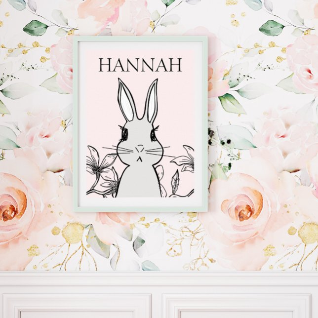 Adorable Woodland Baby Bunny Floral  Poster (Creator Uploaded)