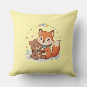 Adorable Woodland Fox and Bear Graphic for Kids Pi Cushion