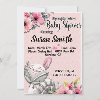 Adorable Woodland fox Baby shower invitation