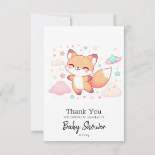 Adorable Woodland Fox Baby Shower Thank You Card