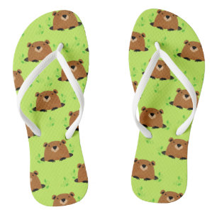 Adorable Woodland Groundhog Pattern Jandals