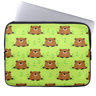 Adorable Woodland Groundhog Pattern Laptop Sleeve