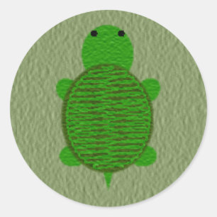 Adorable Yarn Textured Turtle Classic Round Sticker