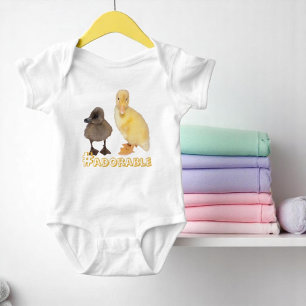Adorable Yellow and Grey Ducklings Photograph Baby Bodysuit