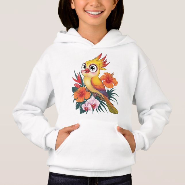 Adorable Yellow birds with flowers (Front)