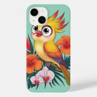 Adorable Yellow birds with flowers