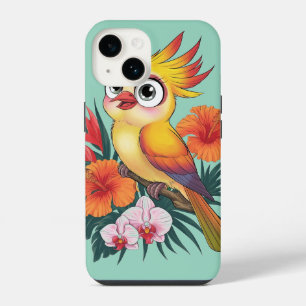 Adorable Yellow birds with flowers iPhone 14 Case