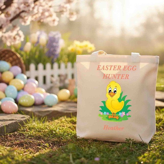 Adorable Yellow Chick Easter Egg Hunt Tote Bag (Creator Uploaded)