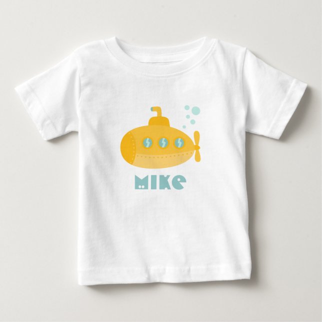 Adorable Yellow Submarine Submerged Underwater Baby T-Shirt (Front)