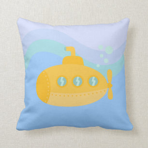 Adorable Yellow Submarine Submerged Underwater Cushion