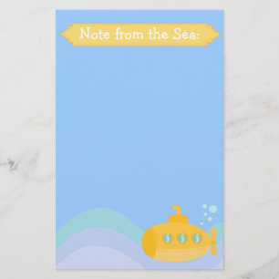 Adorable Yellow Submarine Submerged Underwater Stationery