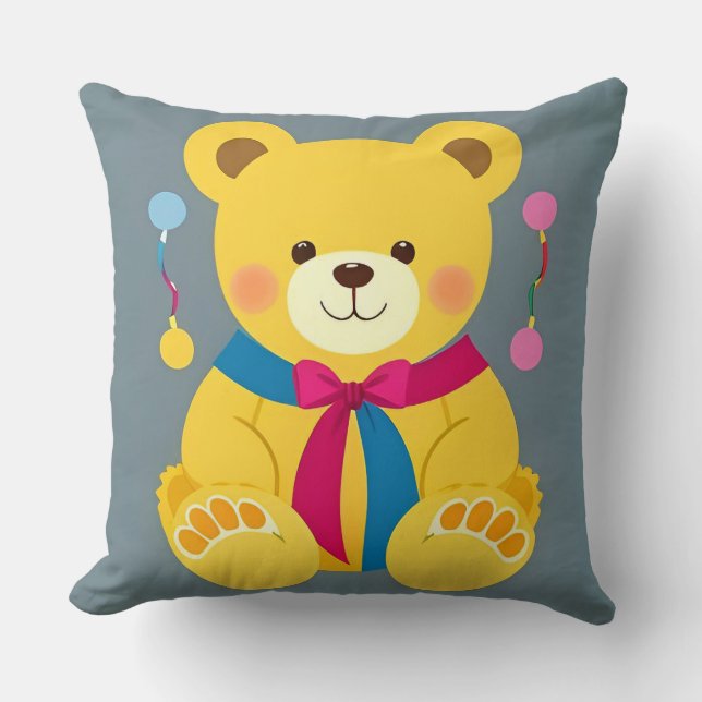 Adorable Yellow Teddy Bear Cushion (Front)