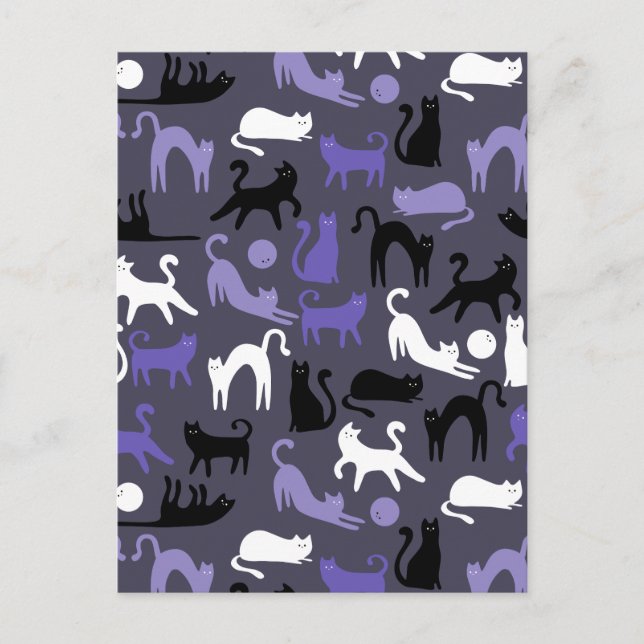 Adorable Yoga Cute Cat Poses Holiday Postcard (Front)