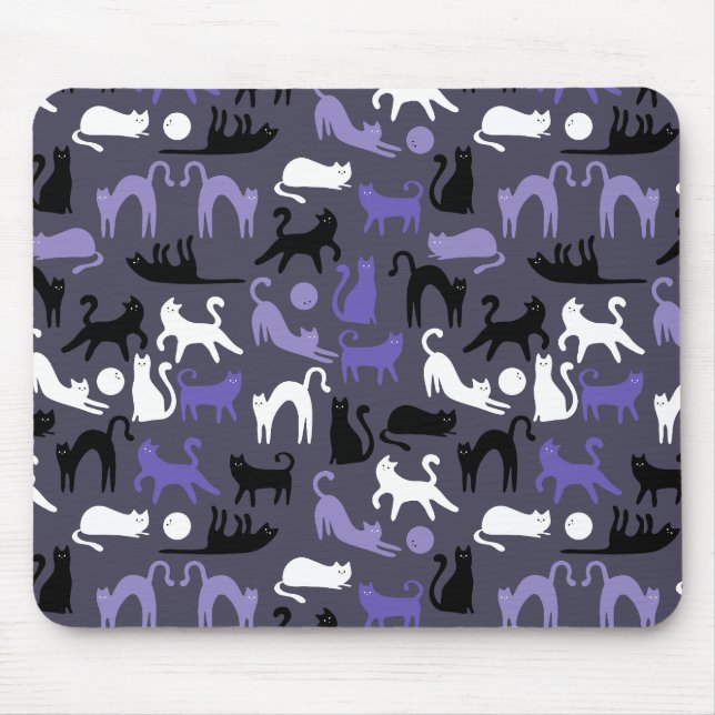 Adorable Yoga Cute Cat Poses Mouse Pad (Front)