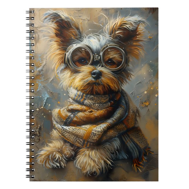 Adorable Yorkie Dog In Goggles Glasses 163  Notebook (Front)