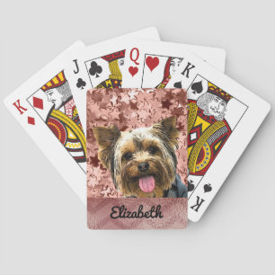 Adorable Yorkie Rose Gold Name Dog Pet Playing Cards
