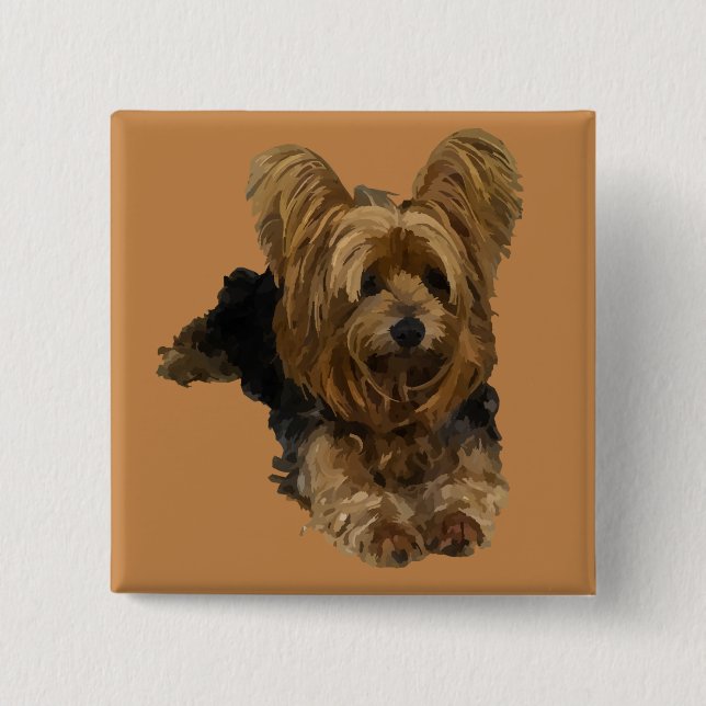Adorable Yorkshire Terrier Pin Button (Front)