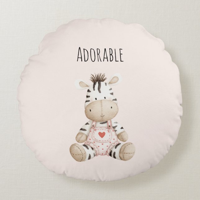 Adorable Zebra Animal Round Cushion (Front)