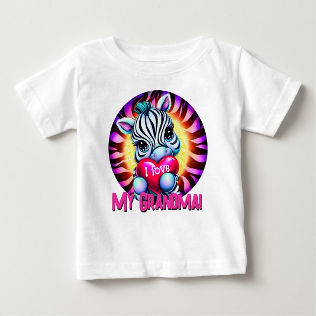 Adorable Zebra Holding Heart Baby T-Shirt (Front)