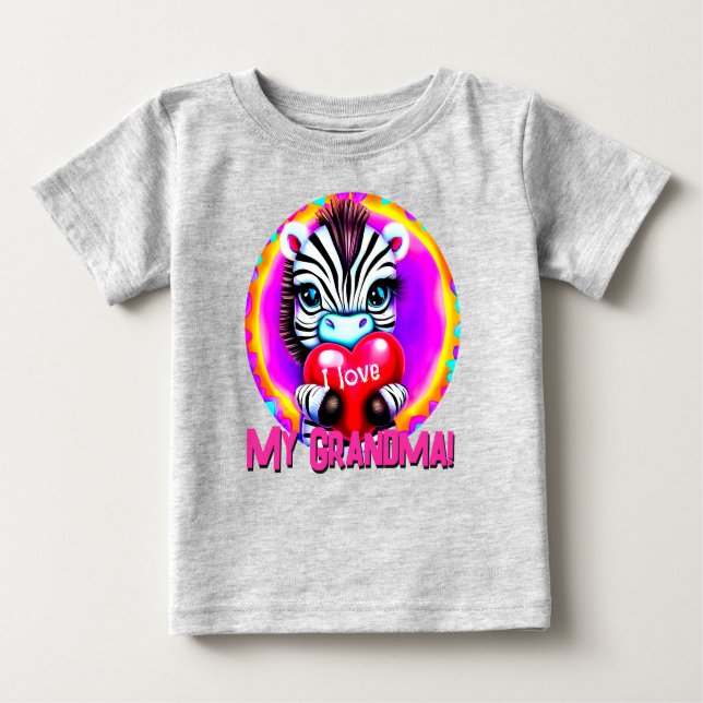 Adorable Zebra Holding Heart Baby T-Shirt (Front)