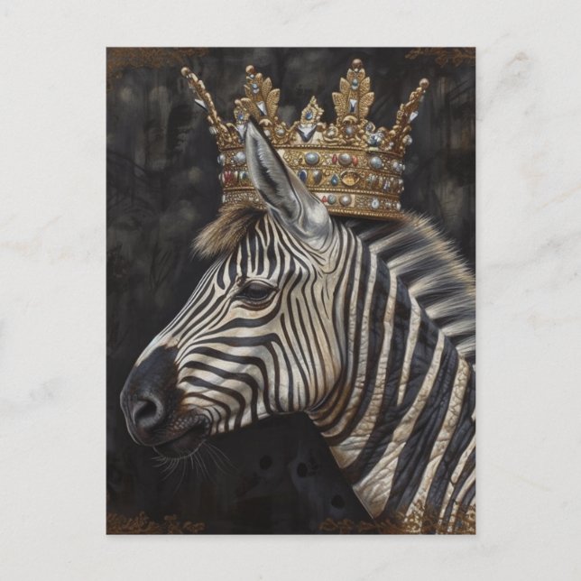 Adorable Zebra in a Crown Postcard (Front)