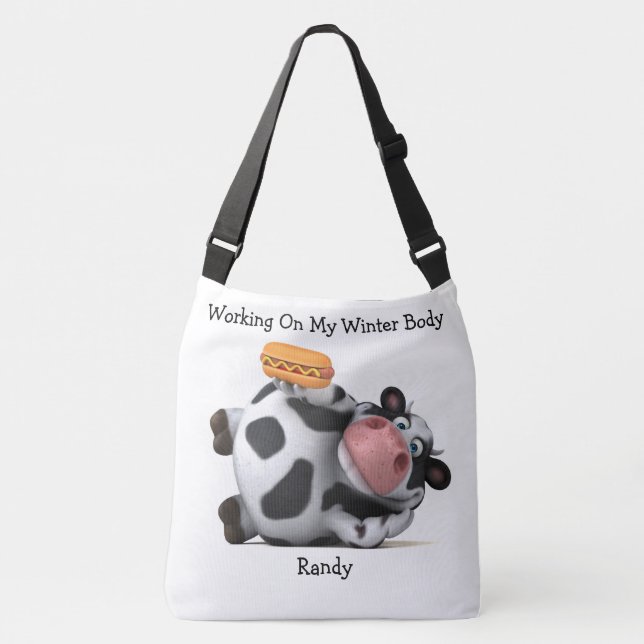 Adorables 3D Chubby Cow With Hotdog  Crossbody Bag (Front)