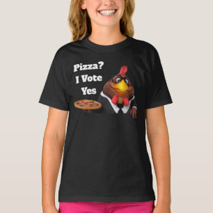 Adorables 3D Universe Cute Rooster With Pizza T-Shirt